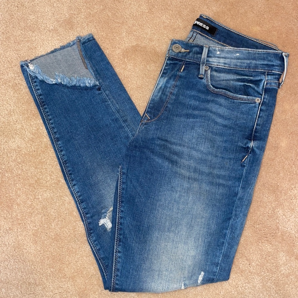 Express distressed skinny jeans